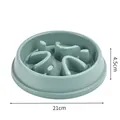 Green plastic anti-choke slow feeder pet bowl, 21cm diameter, 4.5cm height, durable design. - Individual Color Box Packaging / Round Maze Style / Green