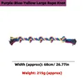 Durable large multi-colored cotton rope dog toy with five knots for pets aggressive chewing - 68cm / Purple Blue Yellow Large Knot