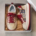 Zapatillas para hombre con suela de plataforma y puntera de concha, patrones de colores - 39 / Rojo Beige