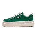 Green canvas platform sneakers with thick sole and white stitching for casual wear - 39 / Green