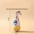 Natural beechwood tumbler cat toy with cartoon bear fabric hat for kitten entertainment - Bear Tumbler