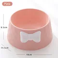 Bol pour animaux rose grande capacité avec nœud blanc et motif de texture diamant - Style Treillis Diamant Nœud Blanc / Rose