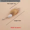 Silkworm-style cat wand replacement head with fur and bell, 10cm length - Silkworm Chrysalis Flying Insect Replacement Head