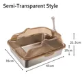 Maison de toilette inox pour chat avec garde jaune translucide - Bassin Bas (0821) / Jaune Transparent