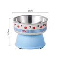 Elevated stainless steel pet bowl with cute apple pattern and 14cm diameter blue base - Small Size Blue (With Stainless Bowl) / OPP Bag