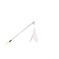 Interactive cat teaser wand toy with natural white feather attachment for indoor play - Pink Feather Style / Pink