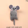 Grumpy mouse plush catnip toy for cats, grey funny expression, 14x6cm size, 19g weight - Single Item / Funny Emoji Gray