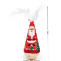 Christmas themed Santa Claus tumbler cat toy with white feathers and wooden base, 18cm height - Santa Claus Style
