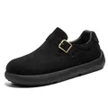 Mocasines de gamuza negra de primera calidad para hombre con hebilla dorada vintage - 39 / Negro