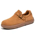 Mocasines de ante marrón para hombre estilo Birkenstock con hebilla vintage - 39 / Caqui