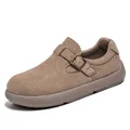 Mocasines de gamuza para hombre con hebilla en color caqui, calzado casual de calidad. - 39 / Arena