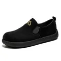 Mocasín de hombre en ante negro de alta calidad con elegante logotipo bordado en oro - 39 / Negro