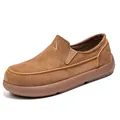 Mocasines para hombre de gamuza marrón transpirable con suela gruesa duradera - 39 / Caqui