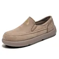 Mocasines de ante caqui premium para hombre con suelas gruesas y detalle de logo lateral - 39 / Arena