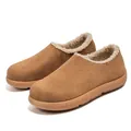 Birkenstock style men's slip-on shoes with plush lining in brown suede - 39 / Camel