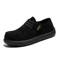 Mocasines de gamuza negra para hombre con logo HUGOV y diseño transpirable premium - 39 / Negro