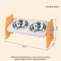 Adjustable elevated stainless steel double pet bowls with orange bear stands for cats - 3-Tier Adjustable Elevated Stainless Steel Double Bowl / Orange