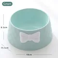 Gamelle vert menthe pour animaux avec motif diamant et nœud blanc, bol antidérapant - Style Treillis Diamant Nœud Blanc / Vert