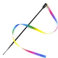 Bacchetta magica per gatti con nastro arcobaleno e asta flessibile nera per gioco - Bacchetta Corta (28cm Asta / 60cm Nastro) / Arcobaleno