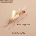 Feather insect cat teaser wand replacement head attachment with bell and metal hook - White Tail Insect Style