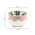 Cartoon stainless steel pet bowl in pink and white with size dimensions 16.5x9x14cm - Pink Duck Bowl with Stainless Steel Inner / 14cm