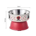 Cute cartoon cat patterned 14cm stainless steel raised pet bowl for food and water - Small Size Red (With Stainless Bowl) / OPP Bag