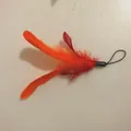 Testina di ricambio con piume arancioni e rosse per bacchetta gioco per gatti. - Arancione
