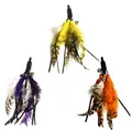 Three colorful feather cat wand refills with bells in yellow, purple, and orange colors. - Tassel (Yellow)