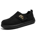 Mocasines de ante negro de alta calidad para hombre con diseño transpirable y logotipo dorado - 39 / Negro