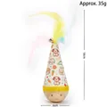 Tumbler cat toy with feathers and wooden base, approx 35g weight - Cartoon Animals Style