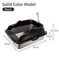 Grande litière professionnelle pour chat en acier inoxydable noir, taille 45x35cm - Bassin Bas (0821) / Noir