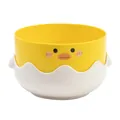 Cute yellow duckling shaped pet bowl with white eggshell base for dogs and cats variant - Lemon Yellow Without Stainless Steel Bowl