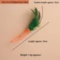 Carrot-shaped cat teaser wand replacement head with green feathers and bell detail - Mesh Carrot Style