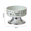 Elevated mint green pet bowl with stainless steel base and cute pet print, 14cm wide - Single Bowl Style (7019) / Green (Small Single Bowl)