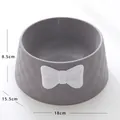 Gamelle grise élégante pour animaux avec nœud papillon blanc et texture en losange - Style Treillis Diamant Nœud Blanc / Gris