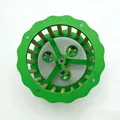Top-down view of a green parrot and hamster exercise wheel toy with colorful beads detail - Bulk/Self-assembly (Premium Version) / Green