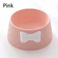 Close-up of a deep pink pet bowl featuring a white bowknot and elegant diamond pattern texture - Single Piece / Pink