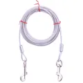 High-strength steel wire pet tie-out cable with heavy-duty double metal snap hooks. - 3mm*1.8m--6ft / White