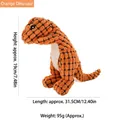 Orange squeaky plush dinosaur dog toy variant showing size dimensions and weight - Orange