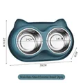 Doppelter Futternapf aus Edelstahl für Haustiere mit einem blauen Katzenohr-Design - Doppel-Edelstahlnapf Modell / Blau