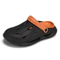 Komfortable Herren Gartenclogs mit dicker rutschfester Sohle in Schwarz und Orange - 38/39 / Schwarz Orange