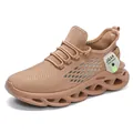 Lightweight brown breathable flyknit running shoes with hollow twisted sole - 39 / Khaki