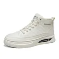 Scarpe casual bianche alte da uomo con motivo floreale in rilievo e logo CAHHRRN - 39 / Beige