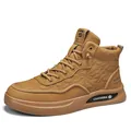 Scarpe da skate alte da uomo color kaki con motivo mimetico casual per uso all'aperto - 39 / Giallo Grano
