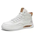 Eleganti sneakers alte bianche da uomo con accenti marroni e trame in rilievo per uso all'aperto - 39 / B55 Bianco Sporco
