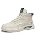 Sneaker casual da uomo bianche a metà caviglia con dettagli verdi e motivi in rilievo - 39 / B55 Beige Verde