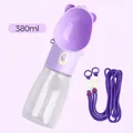 Tragbare lila Hundewasserflasche 380ml mit verstellbarem Tragegurt für unterwegs - 380ml Kleiner Becher / Lila