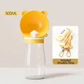 500ml gelbe tragbare Haustier-Wasserflasche mit Bärenohren und Schultergurt - Wasserflasche Groß / Schultergurt-Modell / Gelb
