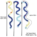 Bacchetta per gatti in peluche multicolore con asta da 40 cm e attacco da 60 cm - Blu Oceano