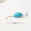 Blue corduroy mouse catnip toy with rope tail, 12cm length specification for interactive cat play - Style 5 (HDD)